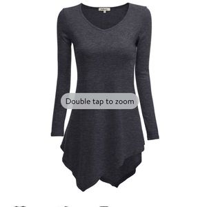 Doublju Long Sleeve Vneck Asymmetrical Top